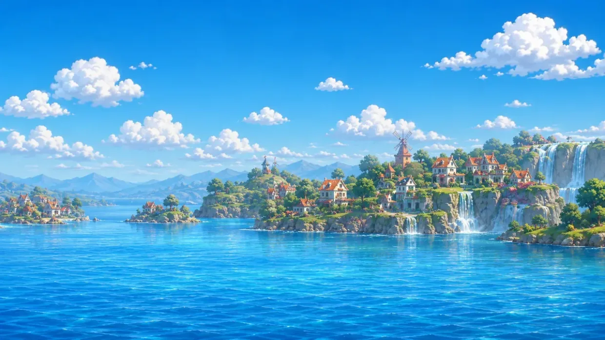 A coastal background layer from the game.