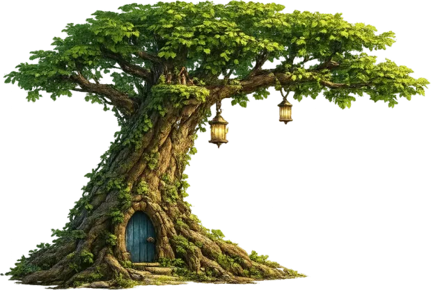 A tree prop used as a foreground layer.