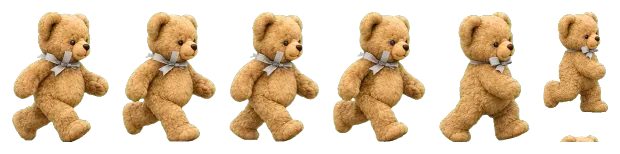 A six-frame walk cycle for the bear character.
